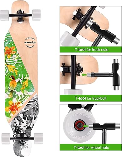 Miniatura 2 de Slendor - patineta longboard de madera de arce (42.0in), para freestyle, curvatura cóncava