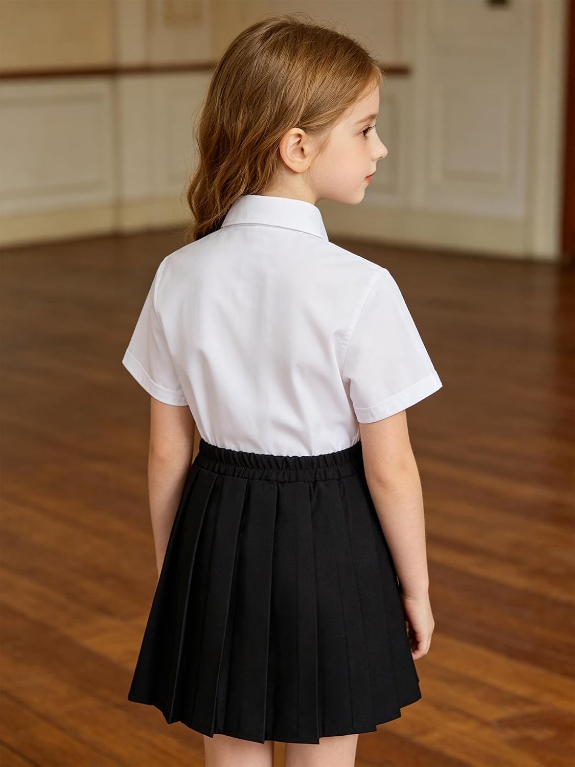 DINORMIN Girls White Blouse And Skirt Set School Skirts Sets Casual Summer Uniform for Photography Daily Wear