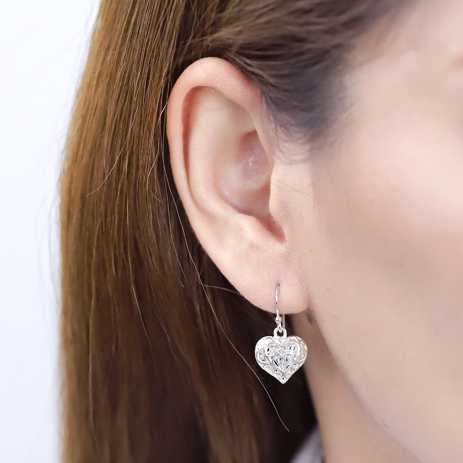 Boma Jewelry Sterling Silver Filigree Puffy Heart Earrings