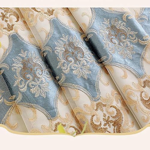Miniatura 10 de Amidoudou 1 par de cortinas europeas de doble capa con cortinas transparentes para sala de estar, dormitorio, cortinas opacas bordadas de lujo (gris