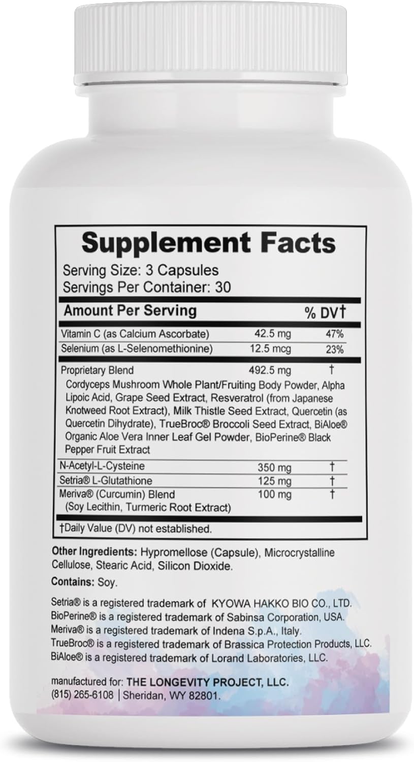 14-in-1 Advanced Absorption Antioxidant, Dual-Action Support: Setria® & NAC, 5 Patented Ingredients, for Energy, Skin, Detox, Immune Defense & Mental Clarity – 90 Capsules (Pack of 2)