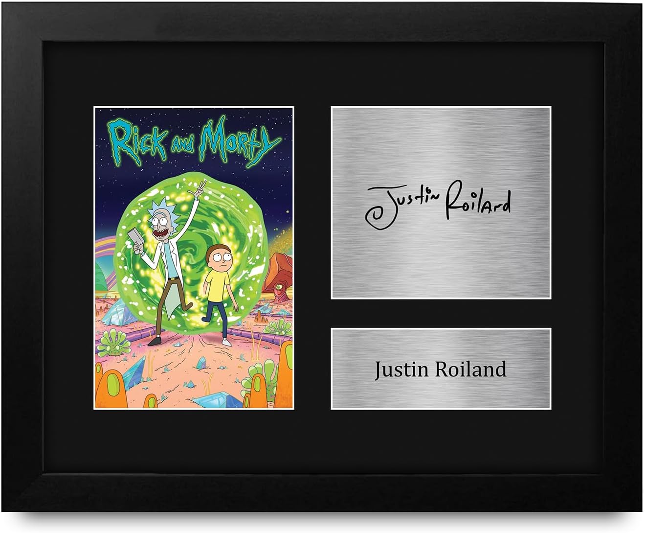 HWC Trading Rick and Morty Gifts Printed Signed Autograph Presentation Photo Montage Display for TV Show Fans - 16" x 12" Framed