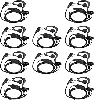 Retevis Case of 10, Two Way Radio Earpiece with Mic Single Wire Earhook Headset Compatible with Baofeng BF-888S UV-5R H-777 RT22 Arcshell AR-5 Walkie Talkies