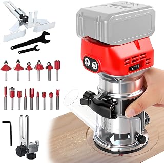 Cordless Power Router Woodworking Compatible with Milwaukee M18 18V Battery, 800W 30000 RPM Cordless Compact Wood Router with Trim Router Bits, Edge Guide for Woodworking DIY Project (for Milwaukee)