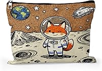 Vista 21 de Cafl Bolsa de maquillaje para mujeres y niñas, organizador de viaje portátil de gran capacidad, 10 x 8 pulgadas, Par de mirlo posado en ramas