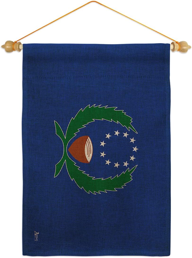 Pohnpei Burlap Garden Flag Set Wall Hanger Regional Nationality Nation International World Country Particular Area Small Decorative Gift Yard House Banner Double-Sided Made In USA 13 X 18.5