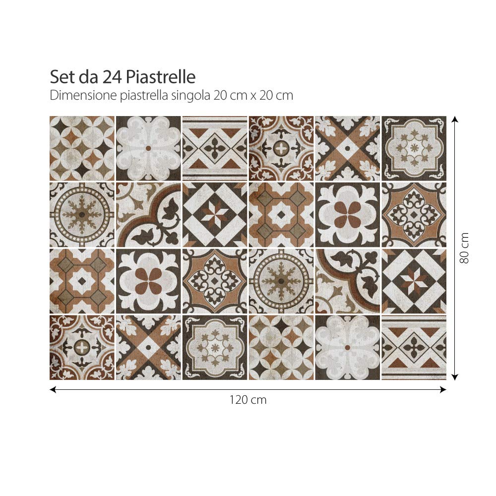 RE-COVERTILES Fliesenaufkleber – 24 Stück 20x20 Cm, Selbstklebend Für Bad & Küche, Abziehbar & Waschbar