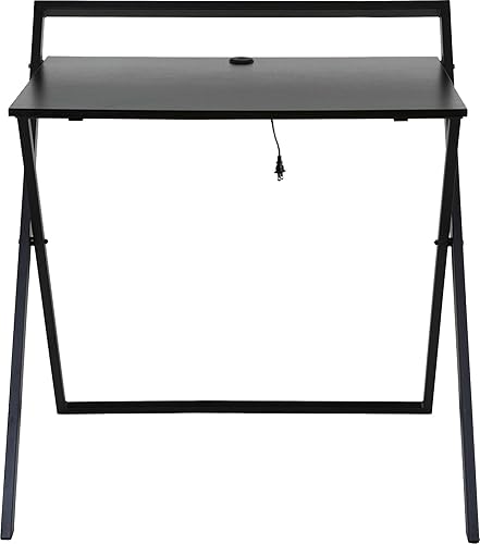 Miniatura 7 de OneSpace Basics - Escritorio plegable con cargador USB doble, color marrón oscuronegro