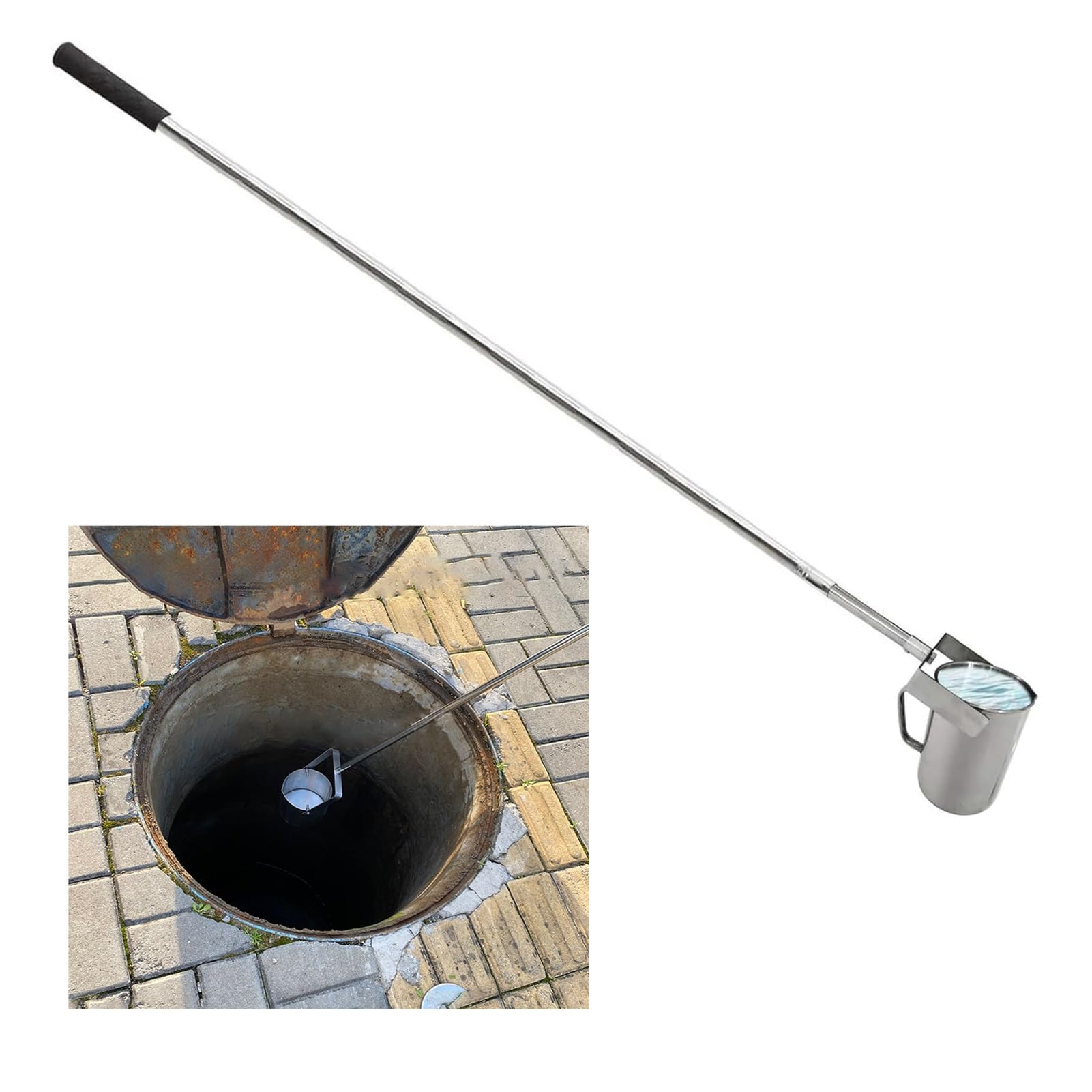 Campionatore D'acqua Telescopico In Acciaio Inossidabile, Mestolo Portatile Flessibile per Campionatore D'acqua Profonda, Kit Cucchiaio per Test Campione D'acqua 0.6-7m, Campionamento Ruscello Stagno