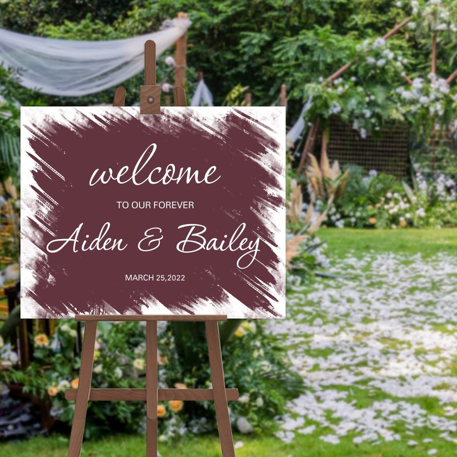 Panneau de bienvenue pour mariage simple personnalisé 30x45cm chic - 4
