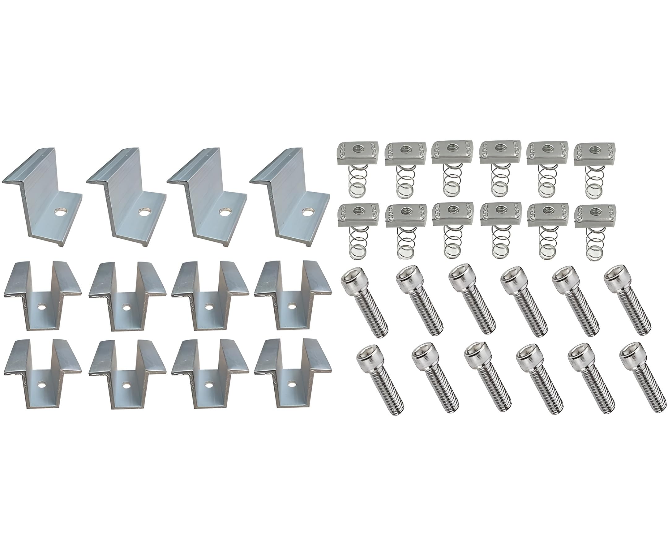 Solar Panel Mounting Hardware Kit for 5 Panels | Aluminium End Clamp 20x35mm (4 Pcs) | Aluminium Mid Clamp 26x35x50mm (8 Pcs) | M8 Spring Nut Zinc Plated (12 Pcs) | SS 304 Allen Bolt M8x35mm (12 Pcs)-image-10