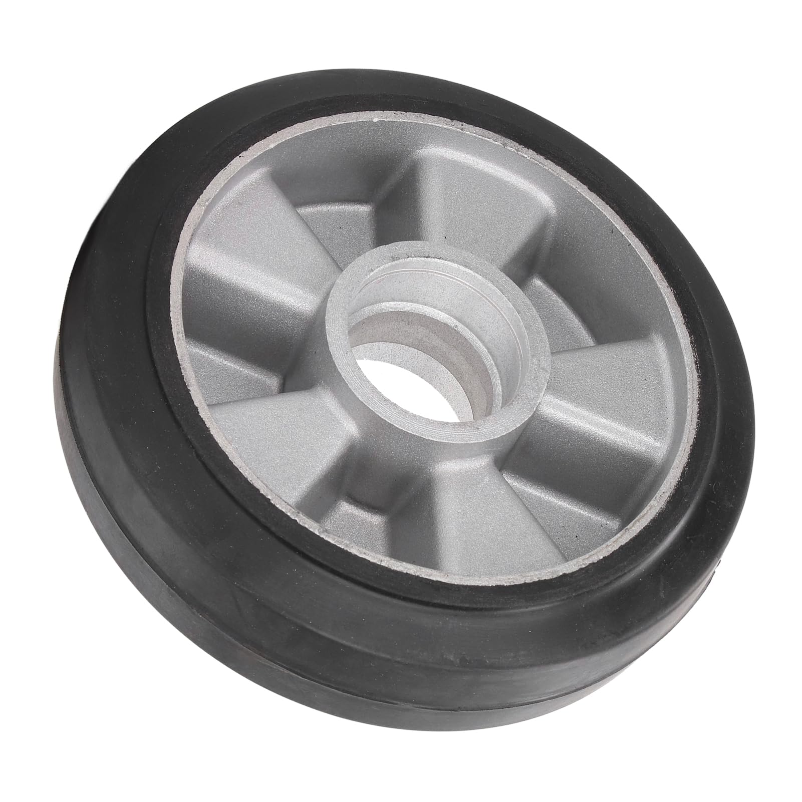 Roue de de Camion 180 X 50 Mm, Trou de Roulement 6204, Pneu de Rechange en Caoutchouc Solide pour Chariot élévateur Hydraulique Artisanal avec Moyeu en Acier Inoxydable,