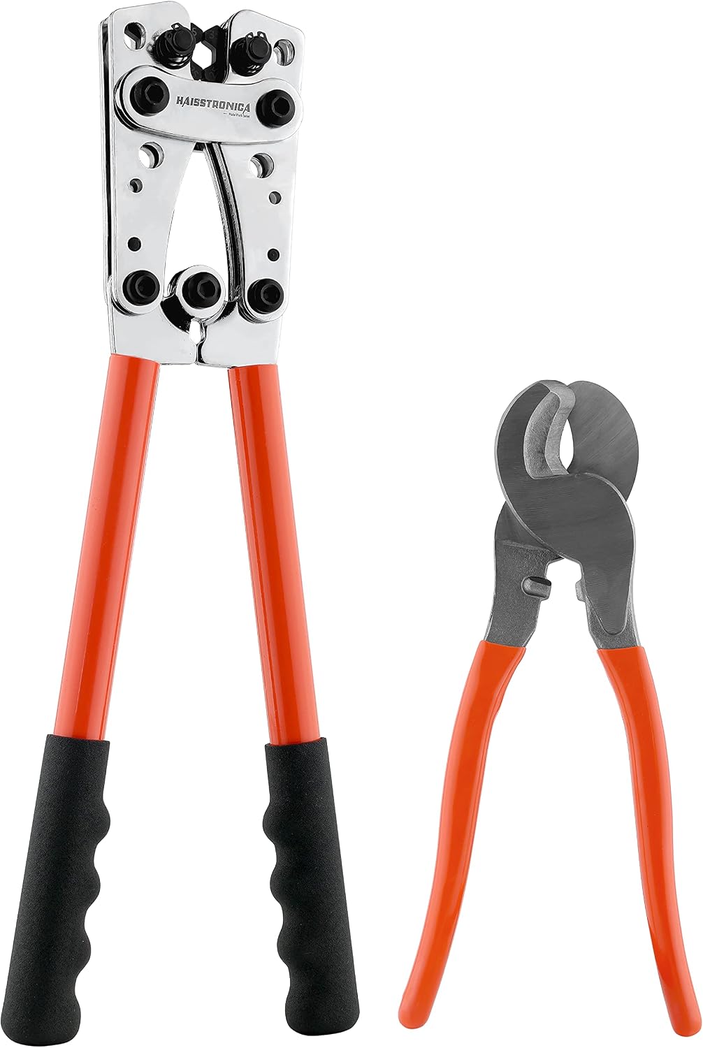 haisstronica Battery Cable Lug Crimping Tools with Wire Cutter-Wire Crimping Tool,AWG 10 8 6 4 2 1,Battery Terminal Crimper for Heavy Duty Wire Lugs,Battery Terminal,Copper Lugs Terminal (ORANGE)