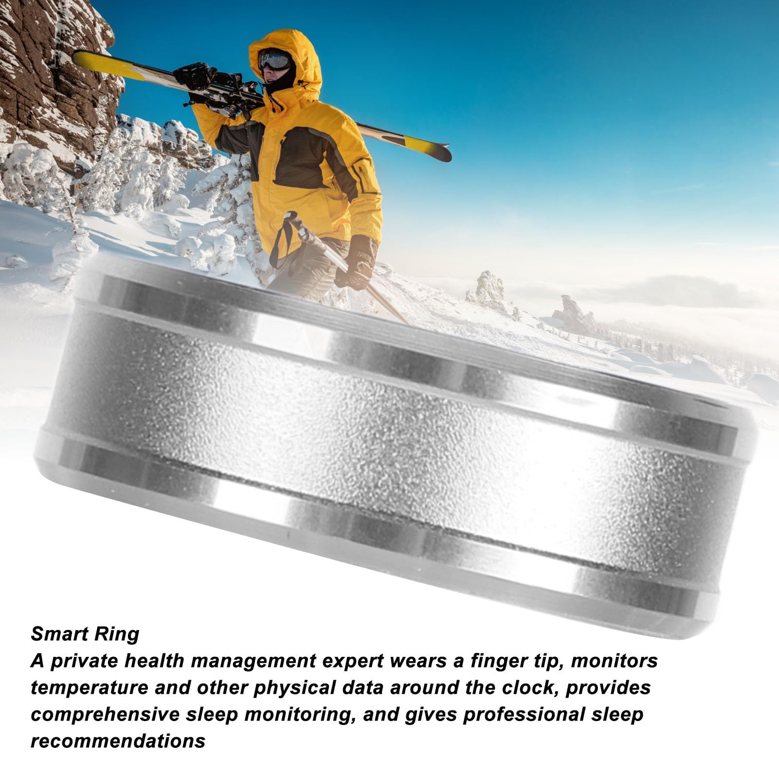 Dpofirs Smart Health Ring, Smart Ring Health Tracker BT 5.1 NFC Monitoraggio della Temperatura Corporea del Sonno Contapassi IP68, Tracker della qualità del Sonno per Regali di