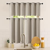 Vista 111 de Simplebrand Juego de 2 paneles de cenefa aguamarina para ventana de cocina de 14 pulgadas de largo, cortinas de oscurecimiento de habitación