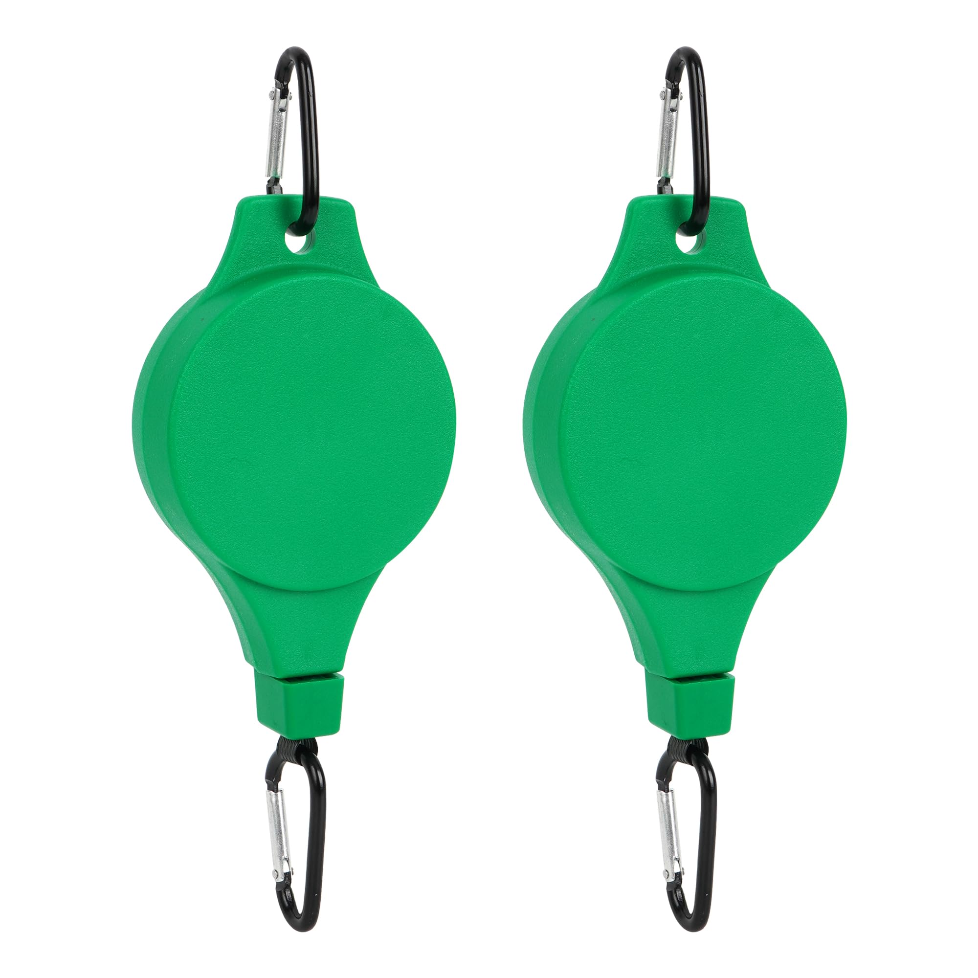 LA HUATE 2Pcs Retractable Plant Hanger Adjustable Heavy Duty Plant Pulley Hook for Garden Hanging Baskets Pots, Birds Feeder, Green, Karabiner