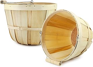 Cornucopia Brands Round Wooden Baskets (2-Pack, Natural); Wood Fruit Buc...