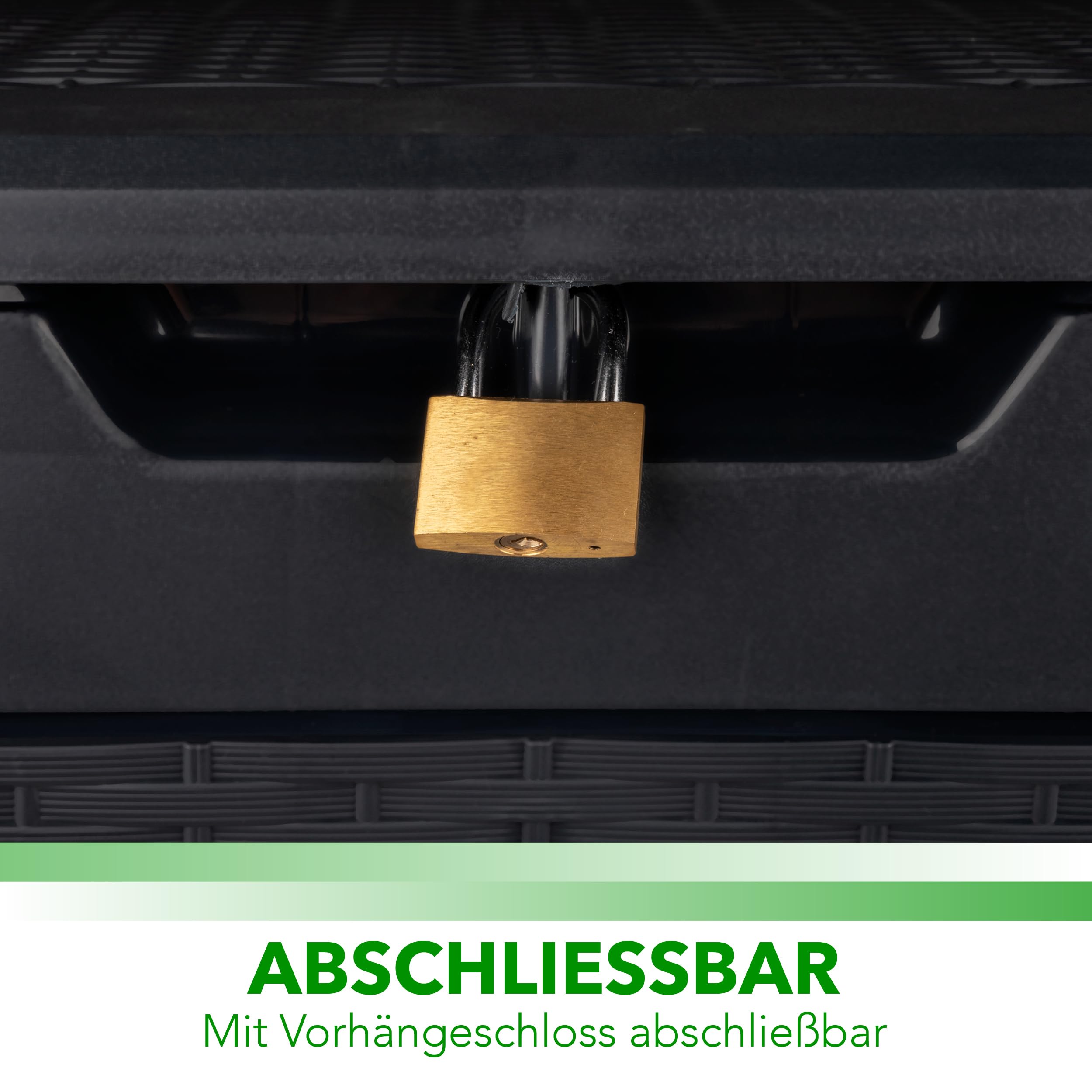 Lifetime Garden Aufbewahrungsbox mit Deckel, Gartenbox mit Rollen, Kunststoff Gartenschrank 310L, Auflagenbox Wasserdicht 119x48x60cm, Wasserdichte Gartenkissenbox, Schwarz