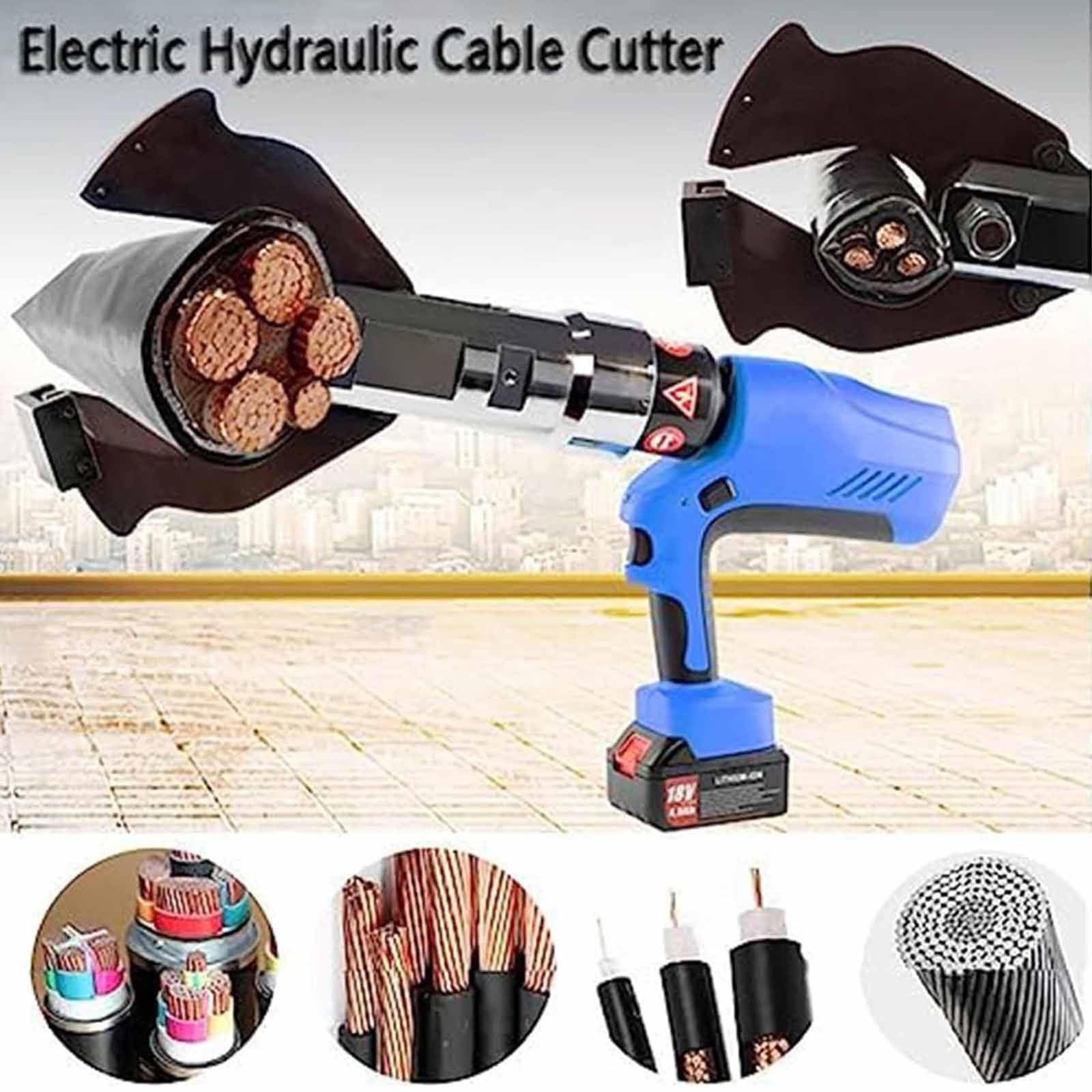 Hydrauliczny obcinacz do kabli na baterie, elektryczne narzędzie do cięcia drutu do kabli Cu/Al, przecinak zapadkowy 18 V z inteligentnym wyświetlaczem i systemem szybkiego chłodzenia, 120 kN/160 kN