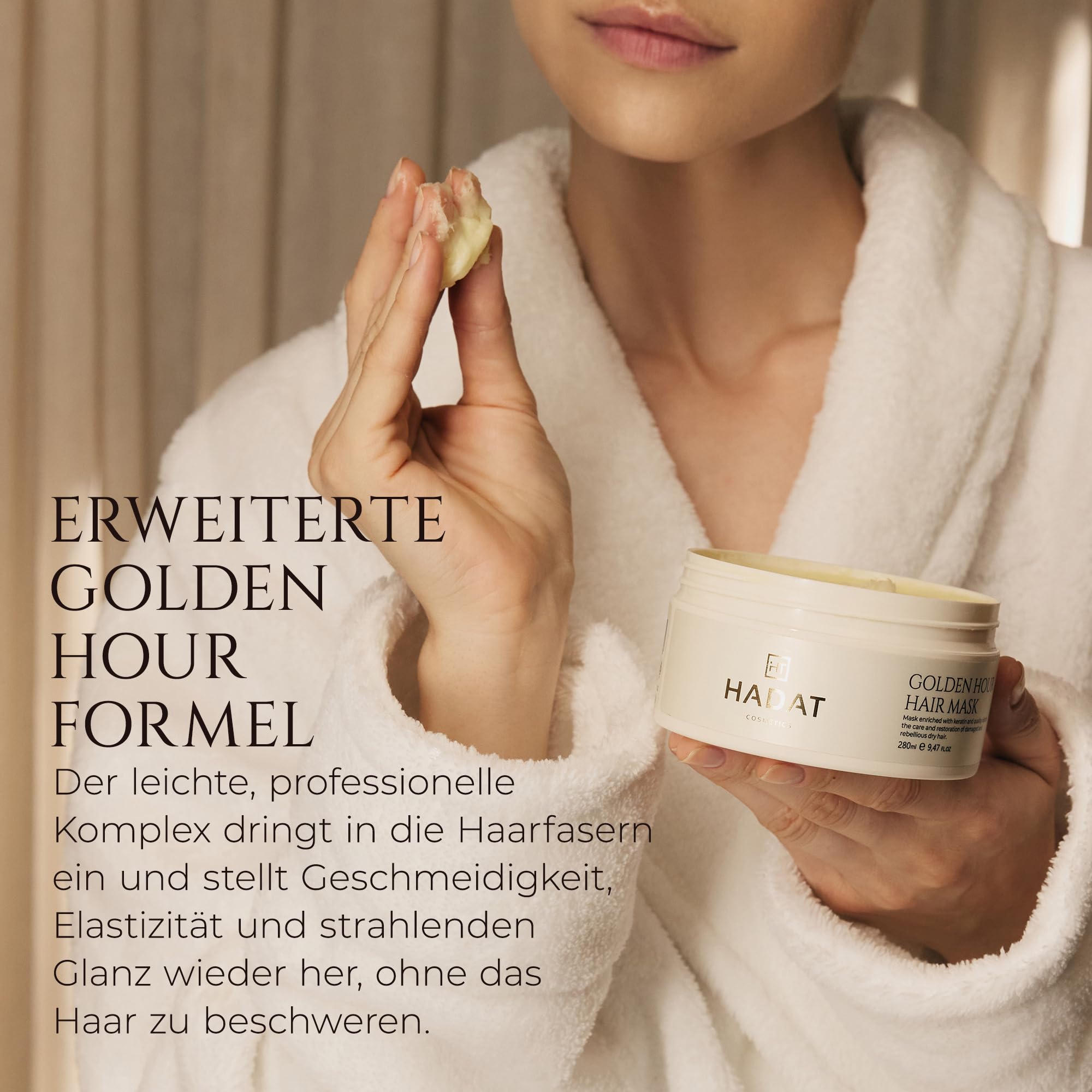 HADAT Golden Hour Express Hair Mask – Premium Professionelle Haarpflege mit Pearl Powder – Intensive Feuchtigkeit für Trockenes und Geschädigtes Haar – Geschmeidigkeit – Salonqualität – Made in Israel