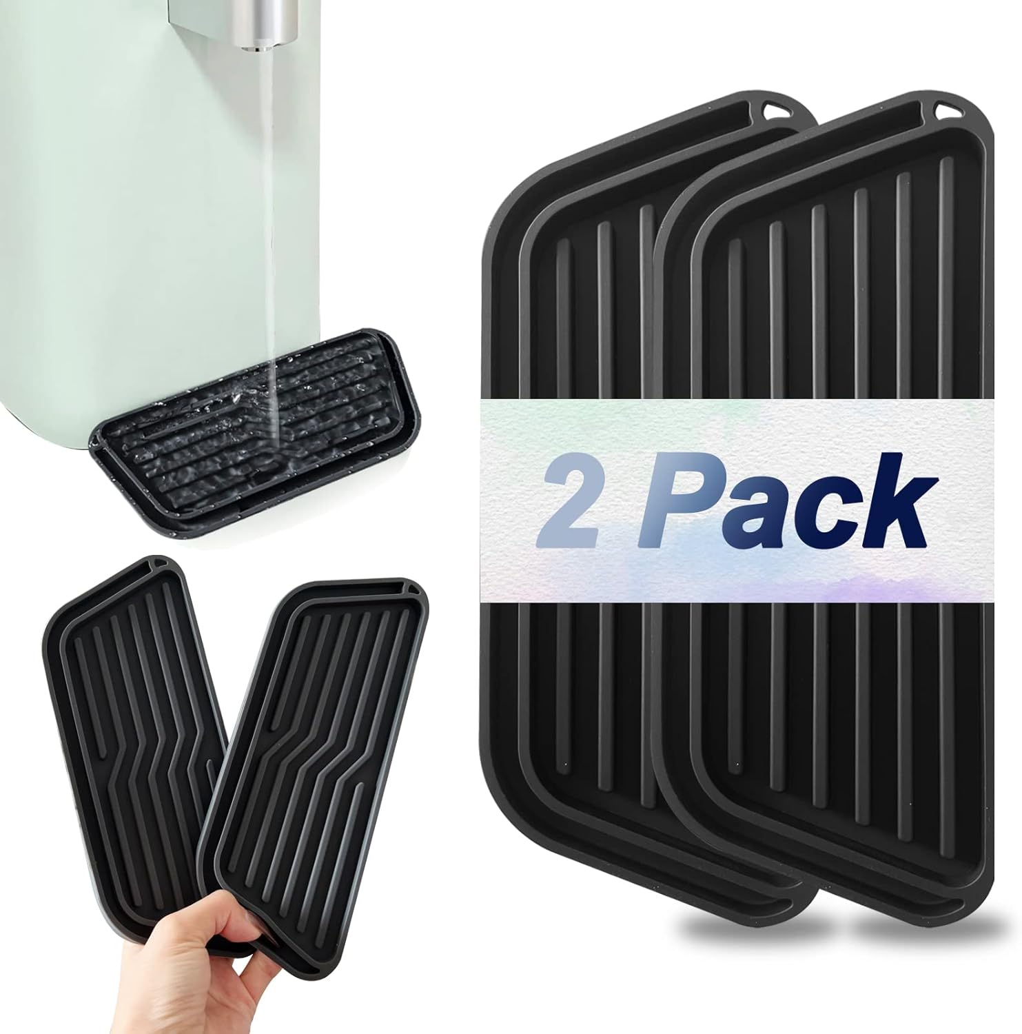 2 Pack Silicone Water Dispenser Drip Tray, Coffee Machine