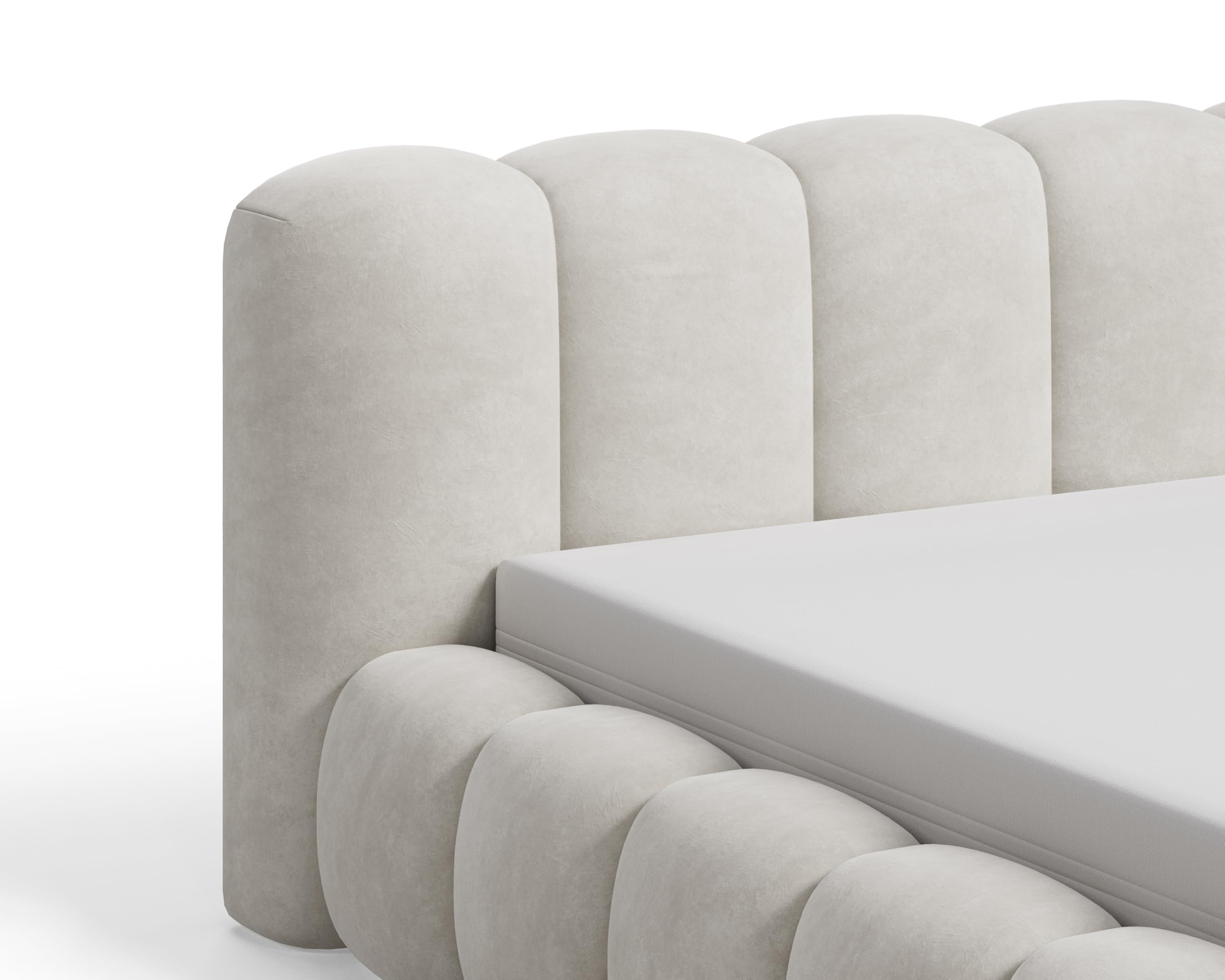Chilly. Möbel Design Lit Stone 180 x 200 - Lit Coffre Rembourré - 2 Personnes - Revêtement Élégant Tissu Velours Velluto Beige