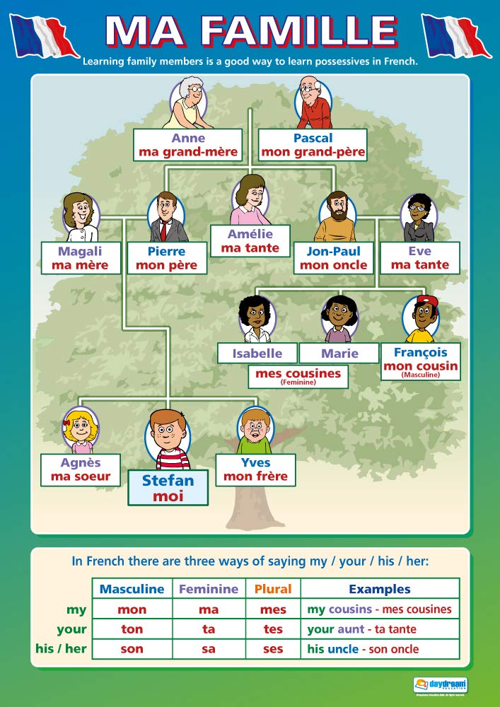 Ma Famille | Language Learning Posters | Gloss Paper measuring 850mm x 594mm (A1) | Second Language Charts for the Classroom | Education Charts by Daydream Education