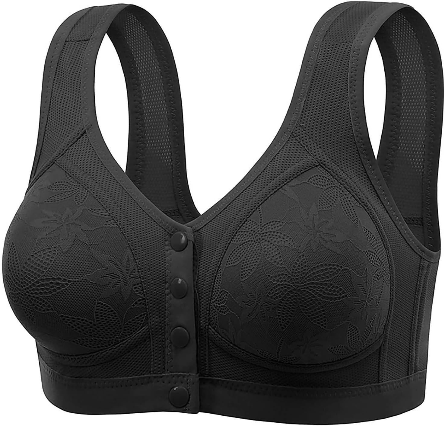 FAVIPT Front Closure Bras for Older Women Wireless Nursing Bras Fixed Cups Push Up Bra Comfortable Everyday Support Bralette