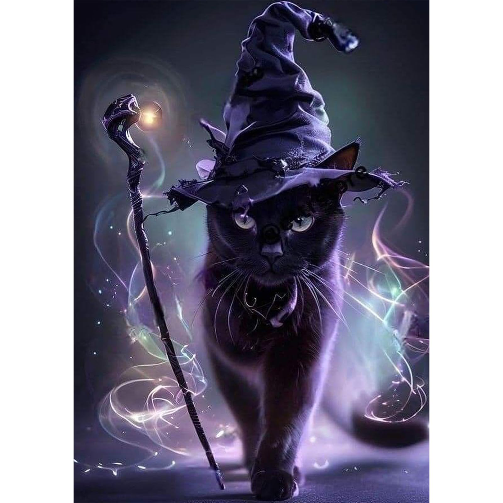 GHHKUD Halloween Diamond Painting Kits for Adults, Black Cat Diamond Art Kits for Adults Beginners, 5D DIY Full Drill Diamond Gem Art Stitch Canvas Painting Pictures for Home Decor, 30 * 40CM โ image 1