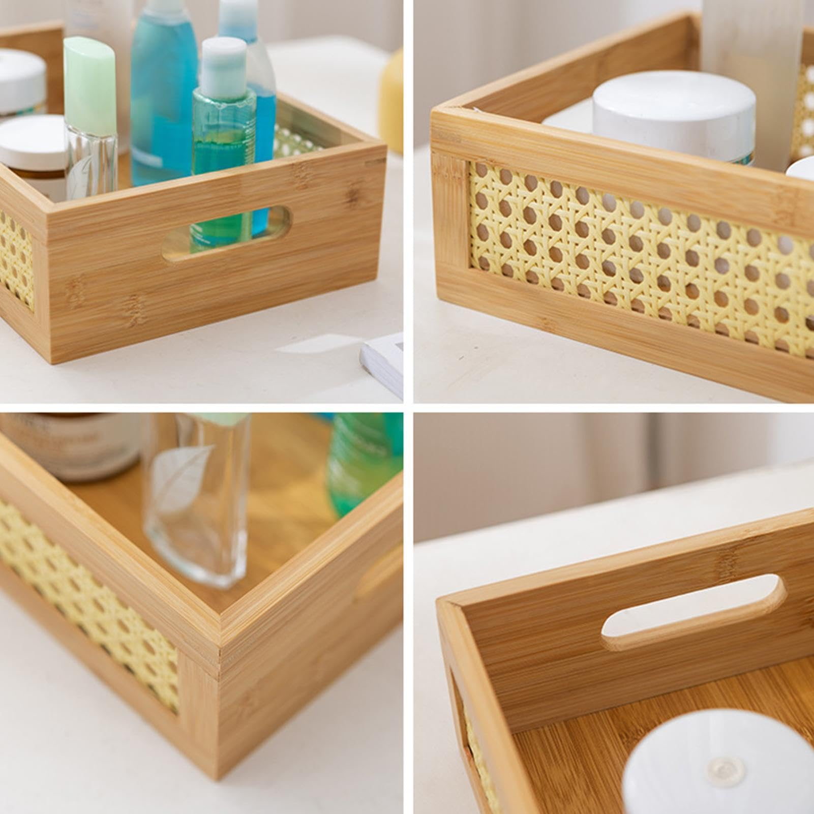 Casella di stoccaggio di Rattan, cestini di stoccaggio rattan naturale Boho