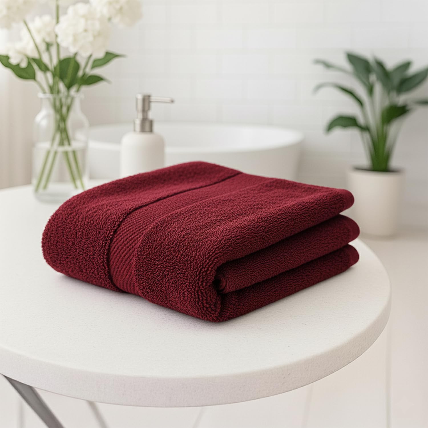 Earthy Fables Premium Bath Towel - 100% Combed Cotton, 600 GSM, Ultra Soft, Quick Dry and Highly Absorbent for Home, Travel and Acne-Prone Skin, 140 X 70 cm, Vintage Maroon-image-43