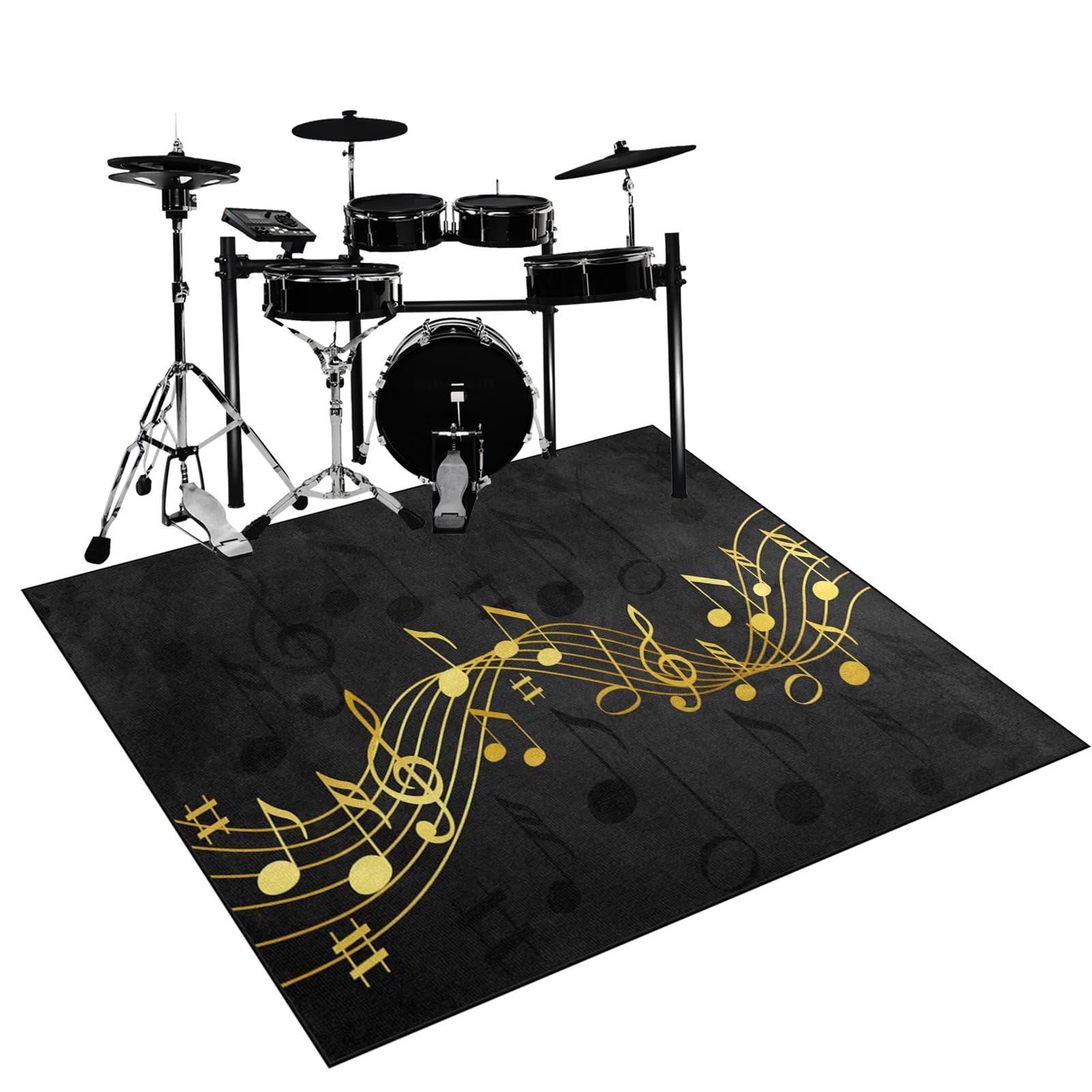 Qesjodfu Drum Rug Drum Mat Non-Slip Soundproof Carpet Professional Drum Carpet Non-Slip Rugs Drum Carpets for Drummers Outdoor Electronic Drum Set Practice Music Rug Drumming Drum Rugs 150 x 120 cm