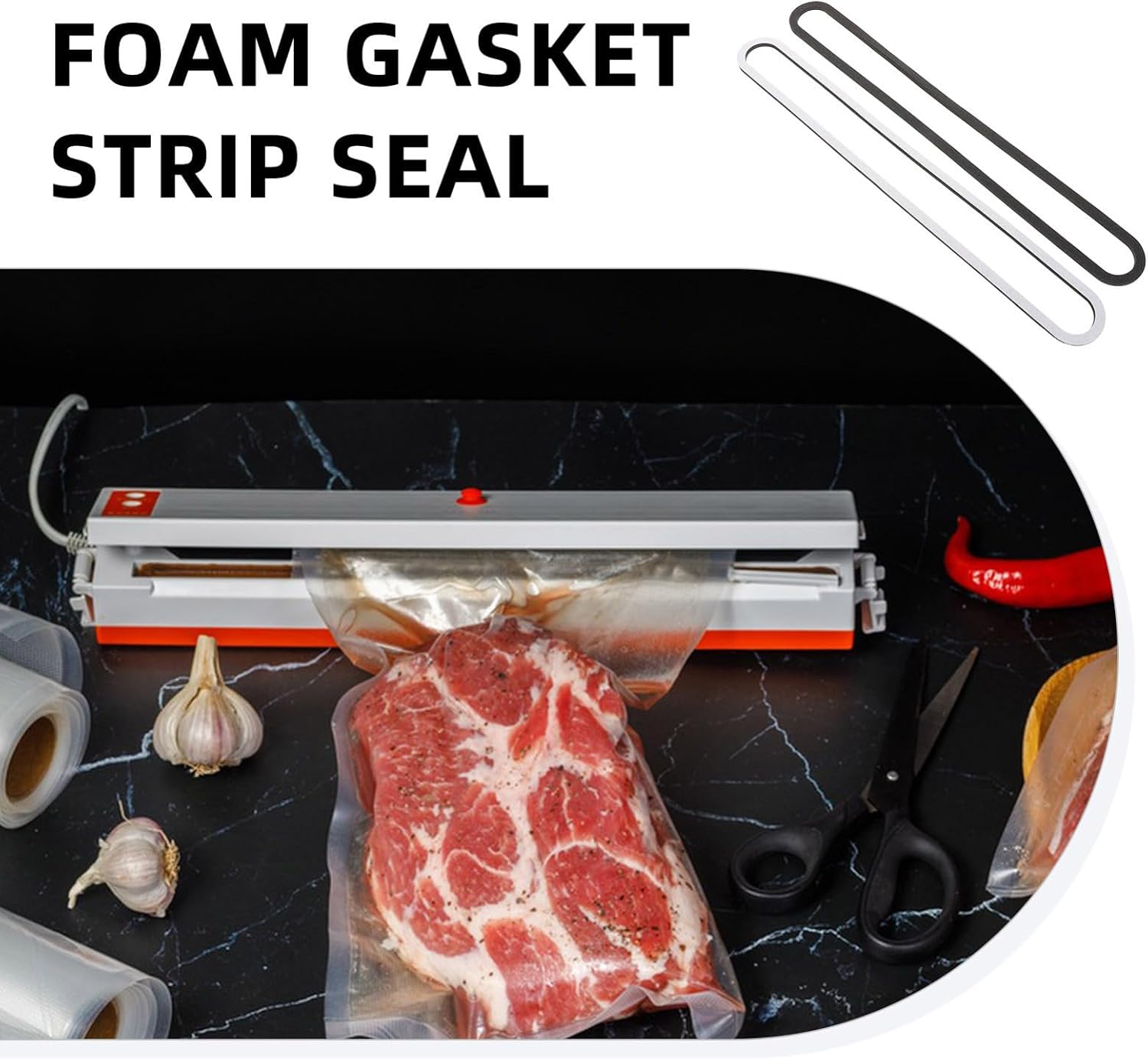 jojofuny 4pcs Foam Replacement Gaskets for Vacuum Sealer Machine Upper Gasket Seal Strip, Practical Sealing and Easy to Use Foam Sealant Strip for Home and Commercial Use