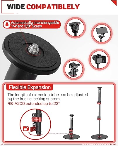 Vista 24 de IFOOTAGE Monopod de base redonda A300, trípode de aluminio de 60 pulgadas para cámara DSLR, luz, transmisión en vivo de cámara web, vlogging, carga
