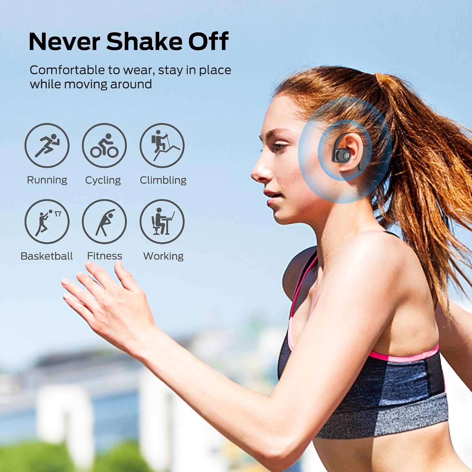 BUGANI Open Ear Headphones, Bluetooth 5.3 Wireless Headphones with Dual 16.2mm Large Driver, Open Ear Earbuds with HiFi Stereo Sound, ENC Clear Talk, 30H Playtime, Waterproof Sport Earbuds for Running