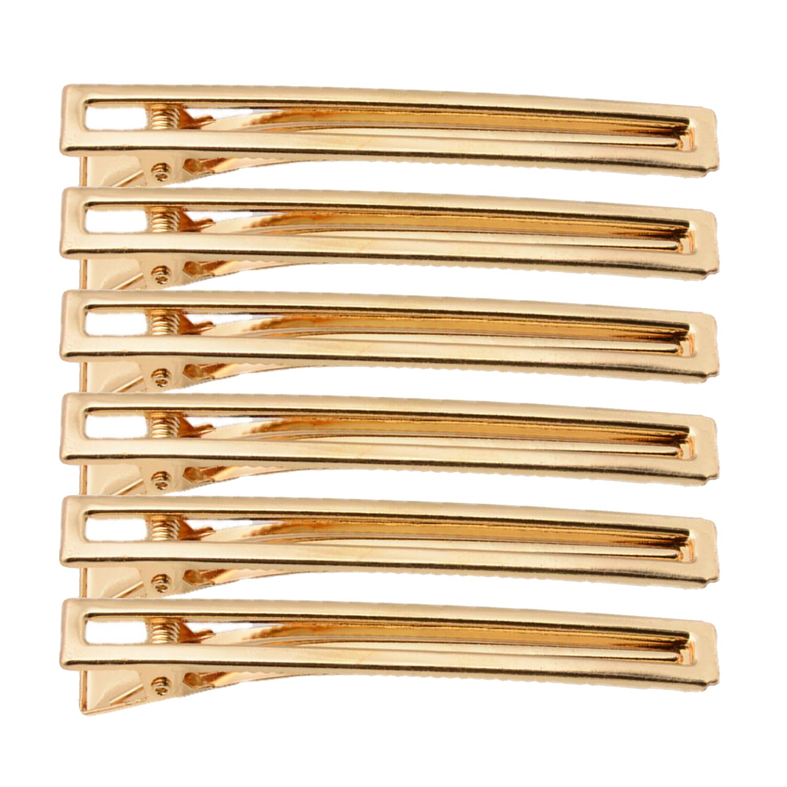 6 Pcs 3 Inch Hollow Metal Spike Alligator Duck Bill Hair Clips Metallic Duckbill Hair Barrettes Chic Hair Clips for Styling Long Hair (Rectangle Gold)