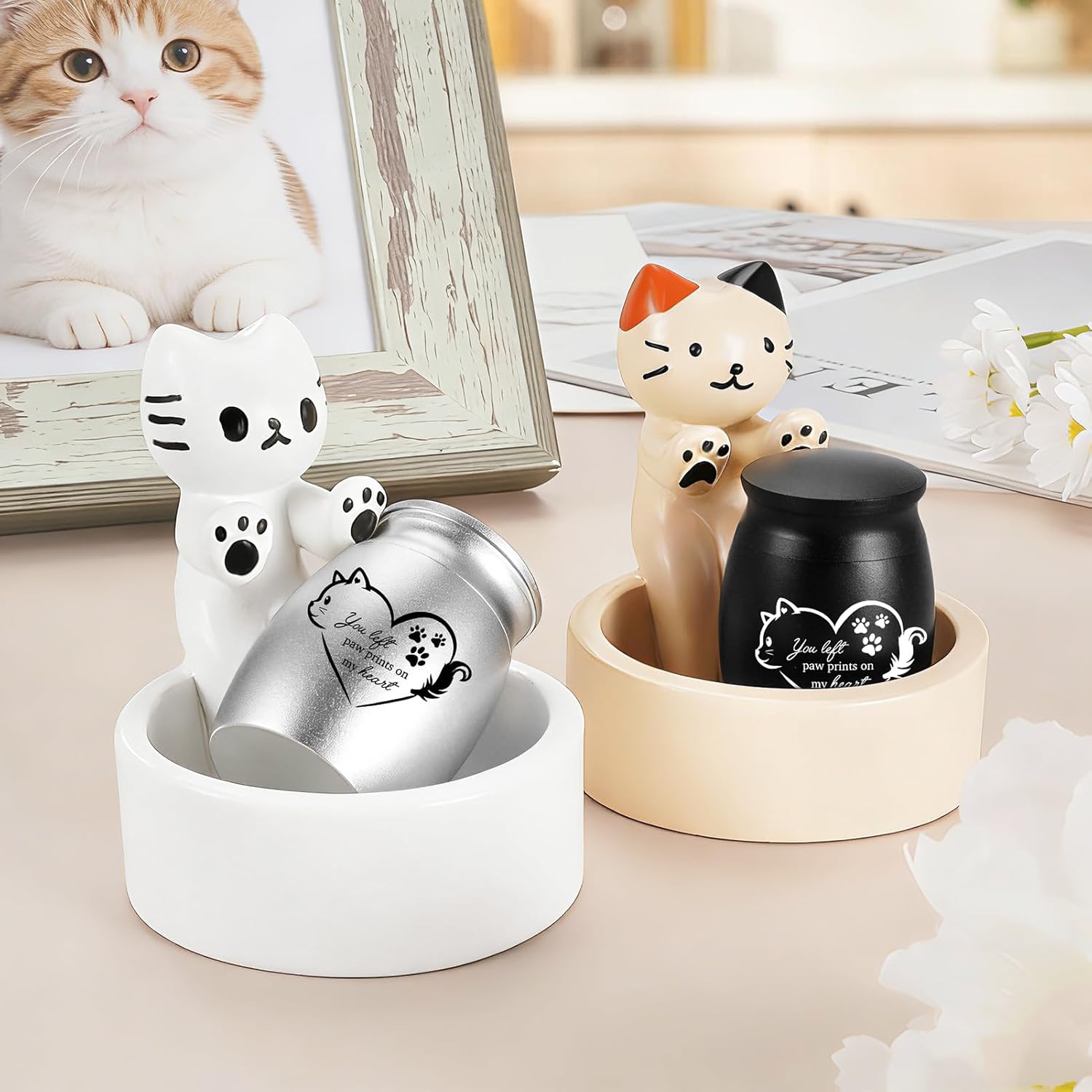 abooxiu Customized Small Urn for Pet Ashes 1.57 Inch Mini Urns for Ashes Cremation Keepsake Urns Aluminum Memorial Pet Urn for Cats Memorial Gifts for Loss of Cats Kitten Holder Cat Urn