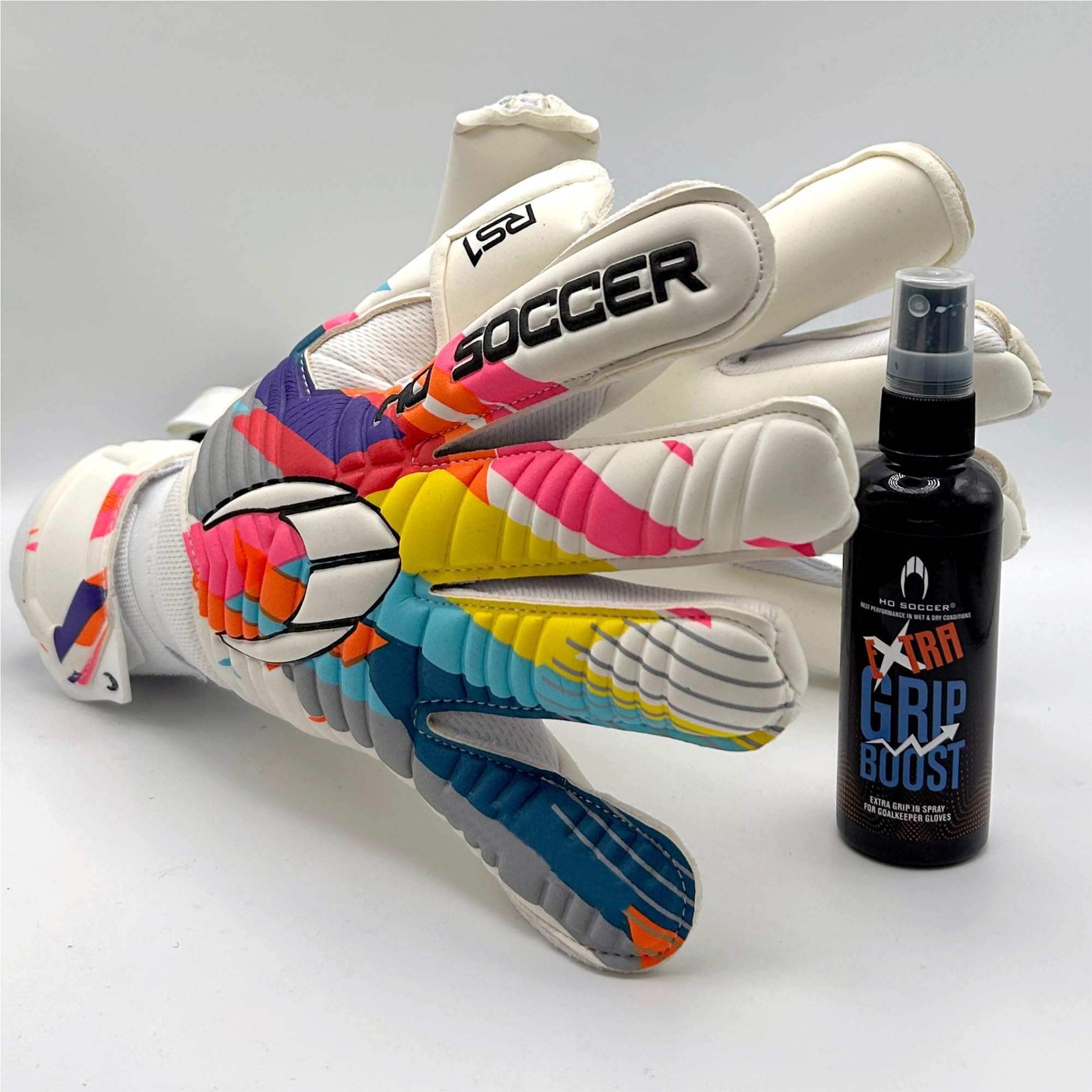 HO Soccer Guante Rainbow RS1 Edición Especial, Guantes de Portero Unisex Adulto, Blanco/Multicolor, Talla 9