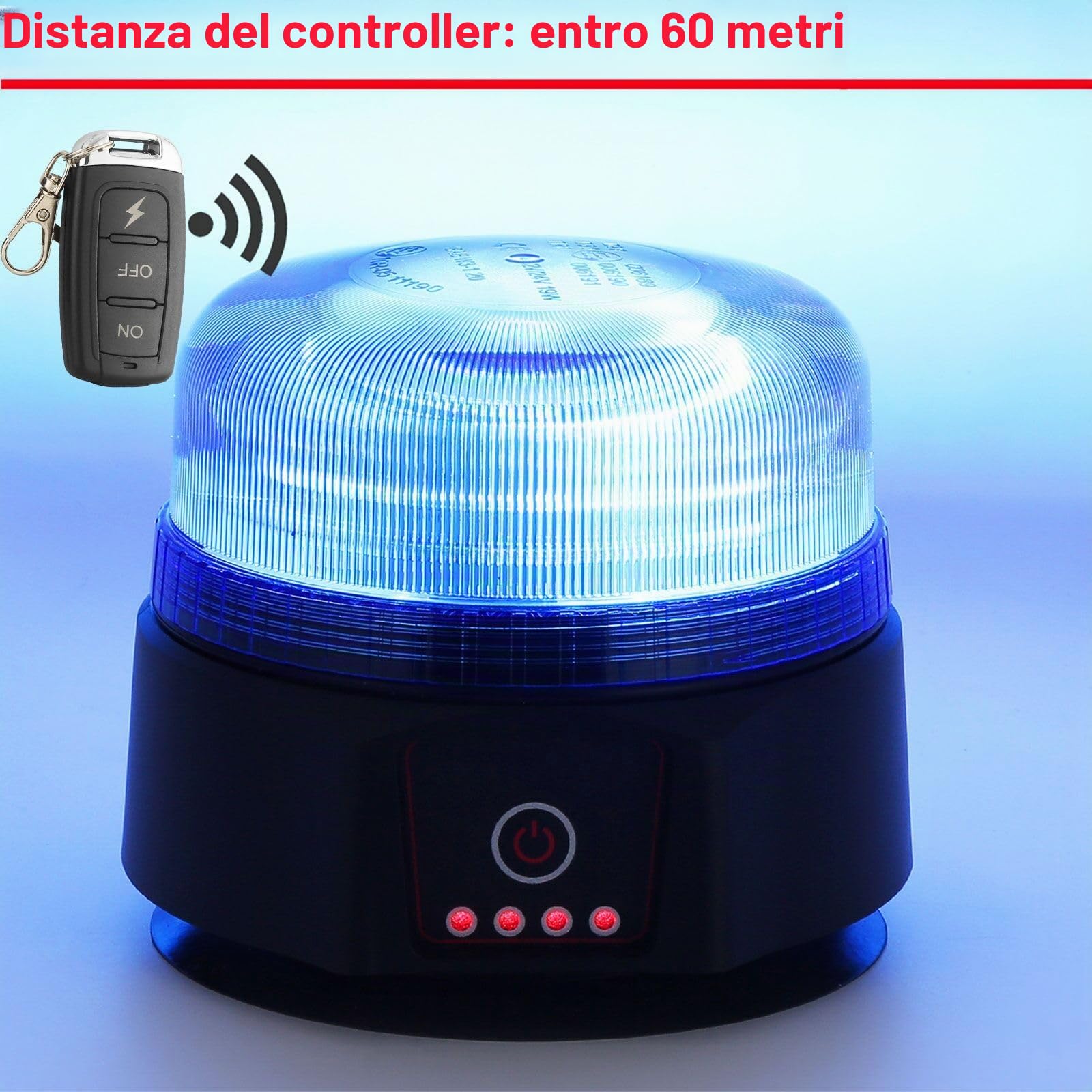 Luce a LED a batteria, luce lampeggiante senza fili, blu, 3 modelli flash, per auto, colore blu, con telecomando, trattore, camion, impermeabile
