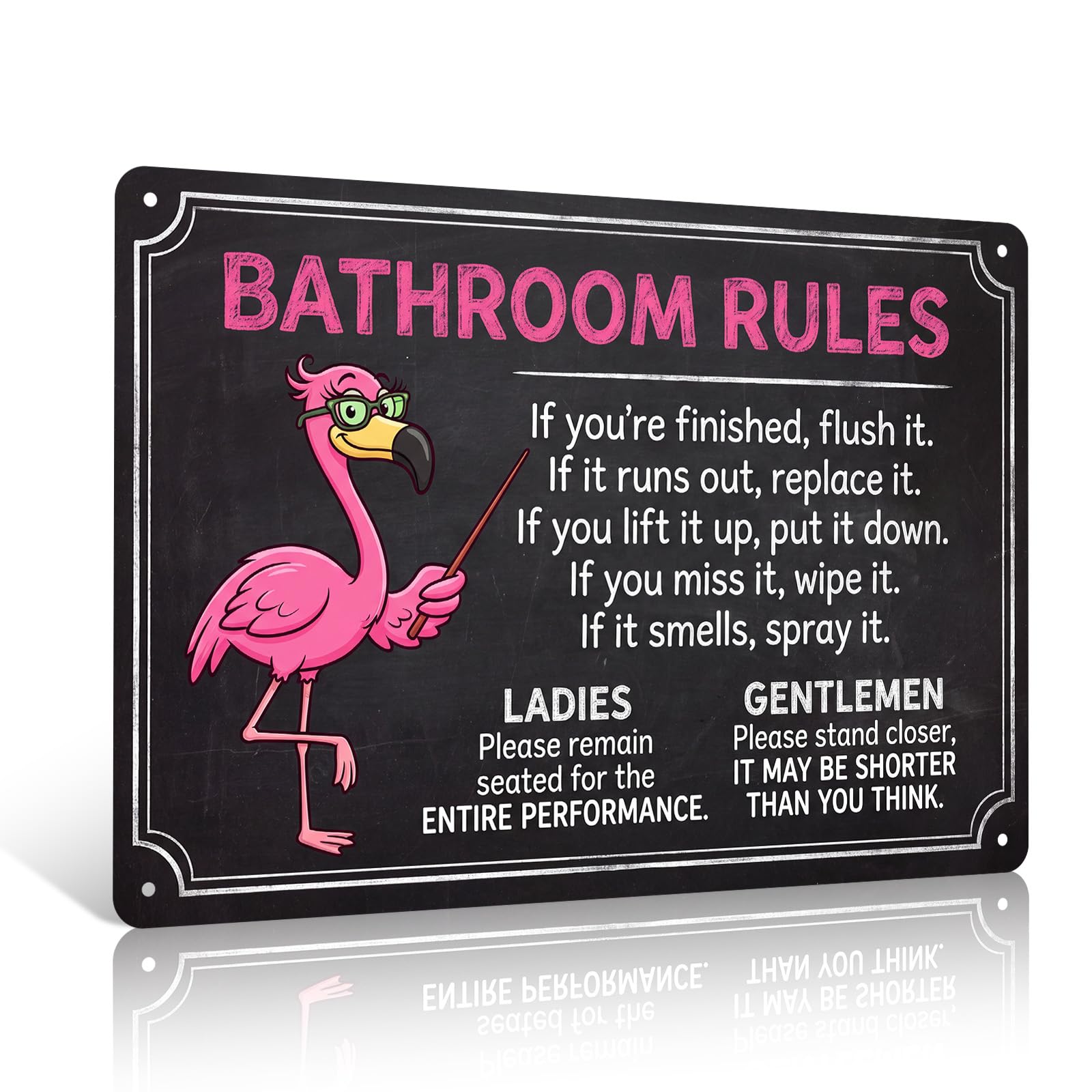 Ulord Flamingo Funny Metal Sign 8x12 Inch Bathroom Rules Quotes Wall Art
