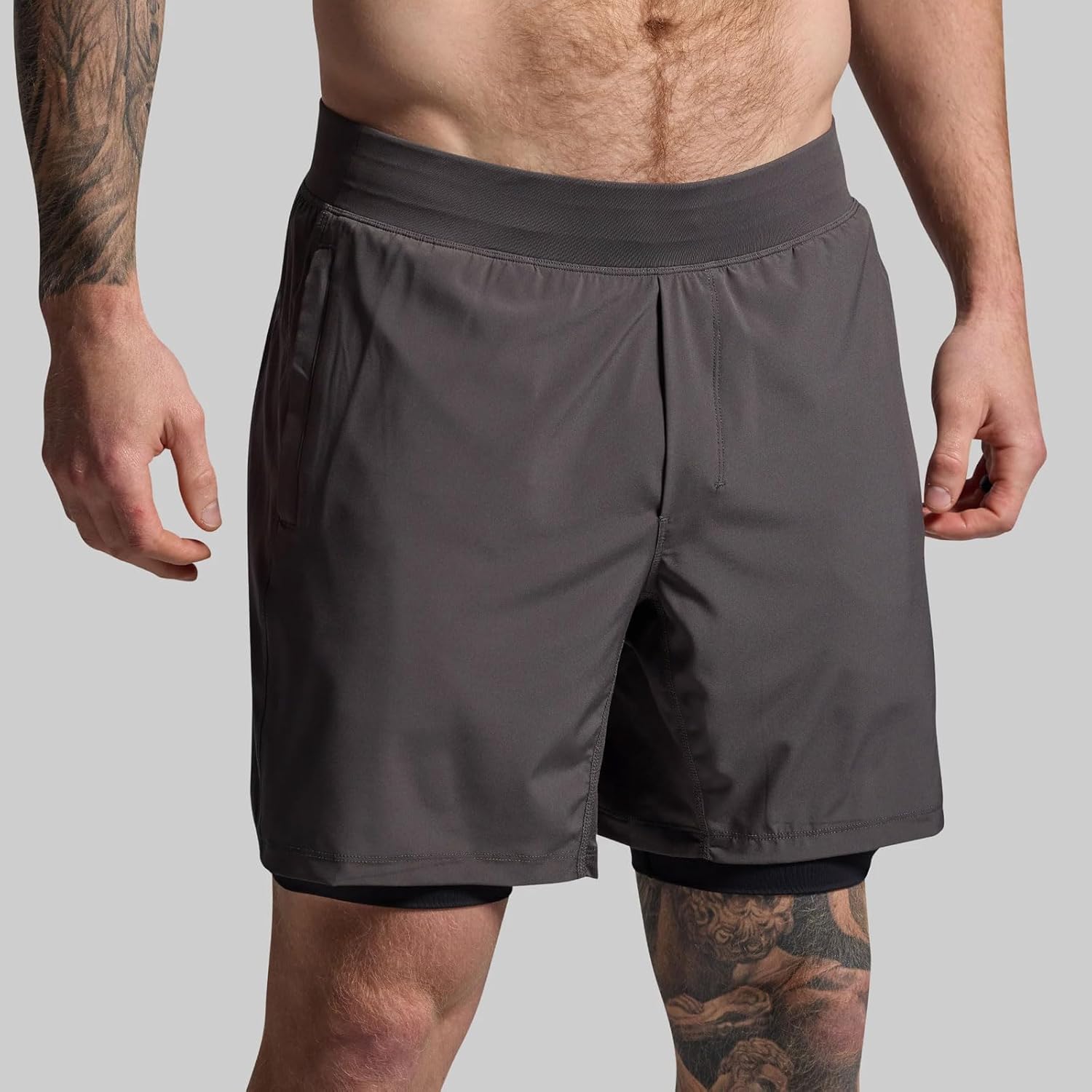 Born Primitive Men's Versatile Short w/Compression 7" - Lightweight Athletic Training Stretchy Shorts with Liner & Pockets