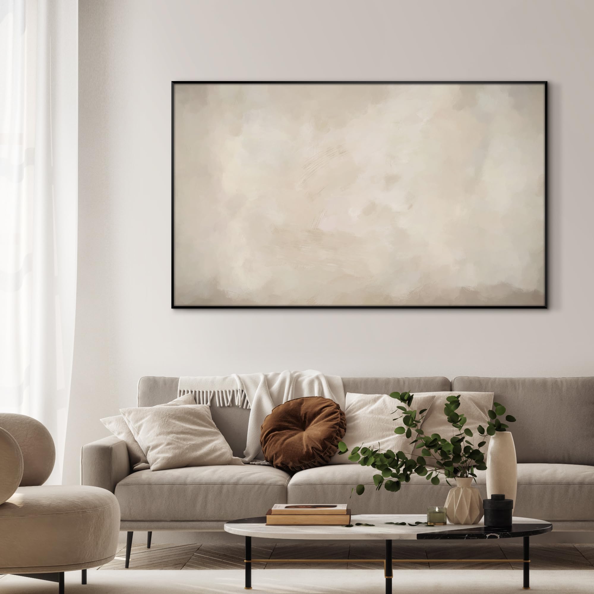 36"x60" XL Framed Wall Art - Neutral Abstract Subtle Layered Patterns