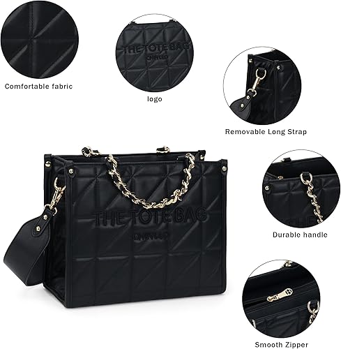 Miniatura 4 de Bolso de mano para mujer, bolsa satchel con asa superior y correa para el hombro Acolchado negro,NEGRO (BLACK-SUEDE),MARRÓN (BROWN-SUEDE),Acolchado