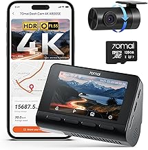 70mai A800SE Dashcam 4K+1080P GPS WiFi, Doppia Telecamera Auto Fronte/Retro con SD 128GB, F1.55, HDR, Visione Notturna, ADAS, Schermo 3", Parcheggio 24/7, Supporta fino a 512GB