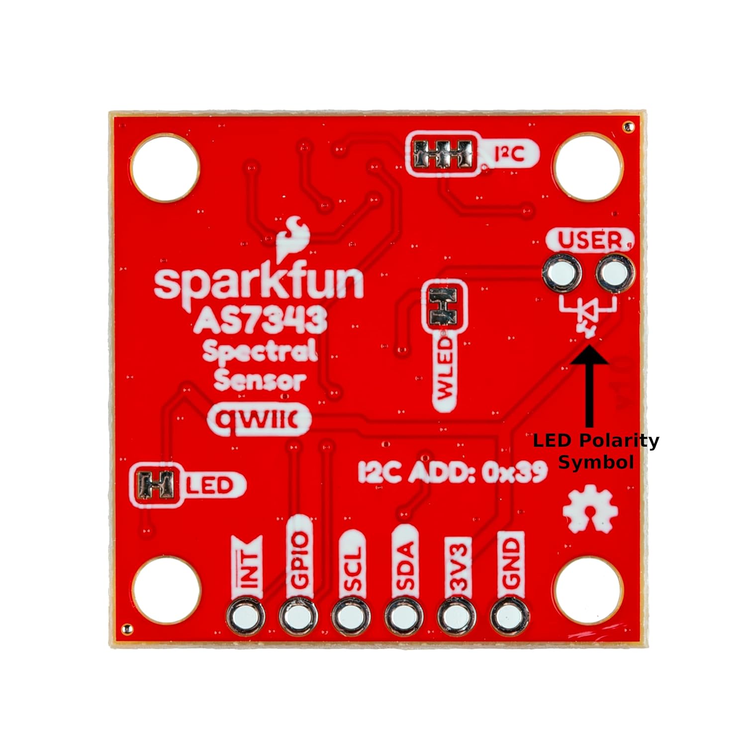 SparkFun Spectral Sensor – AS7343 (Qwiic), 14-Channel Visible + NIR, I²C Qwiic Breakout