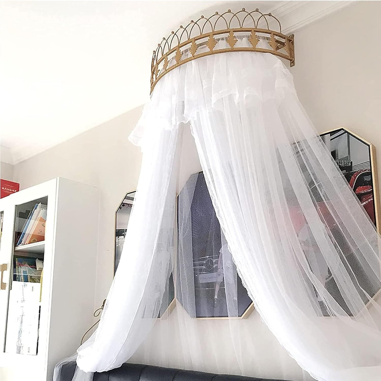 Baldacchino Zanzariera Per Letto Matrimoniale - In Pizzo Viola, Decorativo E Antipolvere