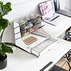 Mingitav Chamber 12 Eyes Oversized Desktop Pen Holder Organizer, Desktop Organizer A4 Document Rack with Drawers (White)
