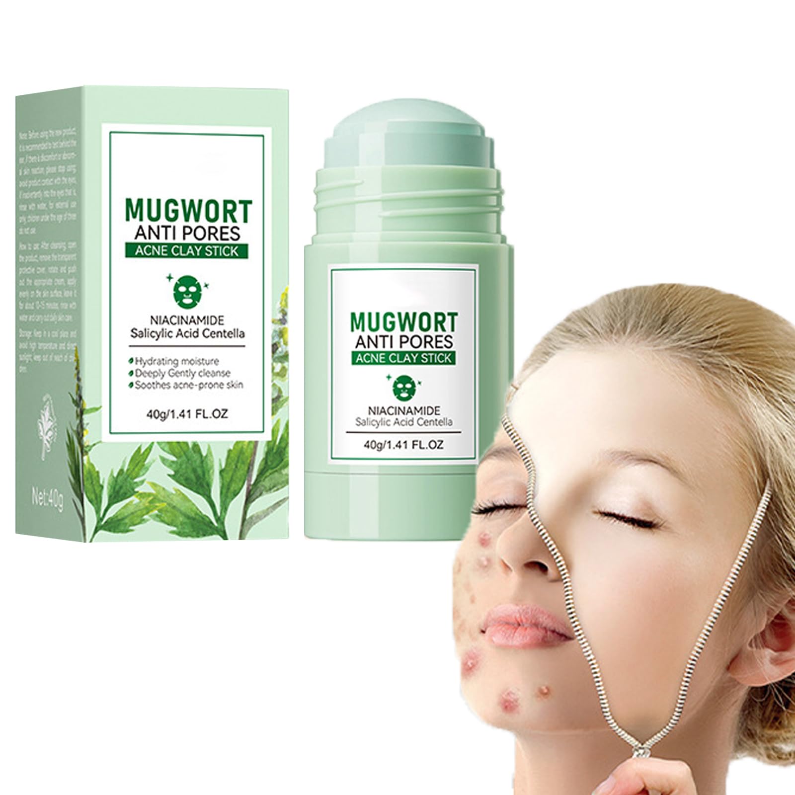 Mugwort Mask Korean, Mugwort Clay Mask Stick, Mugwort Anti Pores & Acne Clay Mask, Mugwort Mud Mask for Face Blackhead Remover, Mugwort Purifying Clay Face Mask, Deep Pore Cleansing, Moisturizing (1)