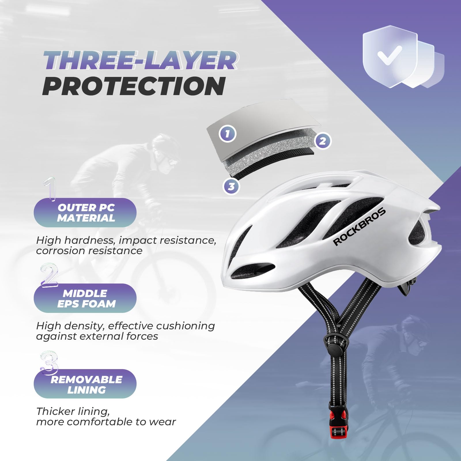 ROCKBROS Fahrradhelm Herren Damen Radhelm Rennradhelm 58-62cm Einstellbare Cityhelm Allround-Helm Belüftung Unisex Erwachsene