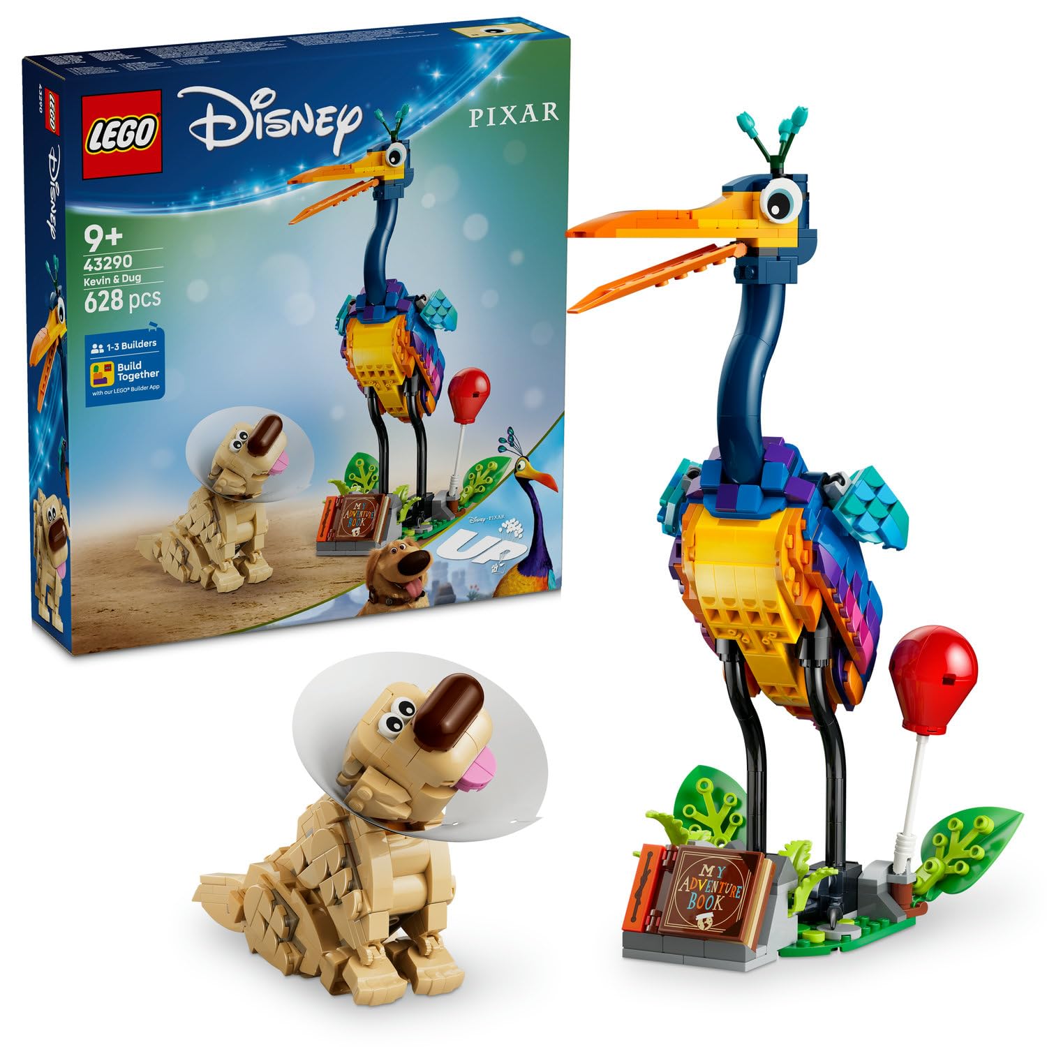 LEGO Disney ve Pixar Kevin ve Dug 43290-9 Yaş ve Üzeri Kız ve Erkek Çocuklar için Yukarı Bak Filminden 2 Karakter İçeren Yaratıcı Oyuncak Yapım Seti, Çocuklar için Eğlenceli Hediye Fikri (628 Parça)